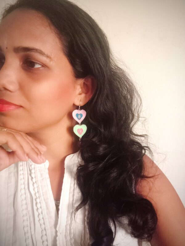 Hritika-Trending Handmade fabric Quirky dangle Earrings / Funky earrings for casual wear - Image 2