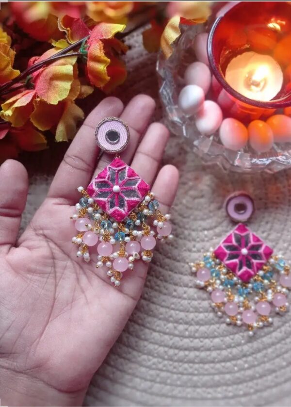 Eshita - Elegant Ethnic Dangler Earrings with pearls & beads - Image 2