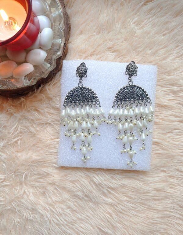 Smriti -Handmade silver plated chandelier earrings for women - Image 2