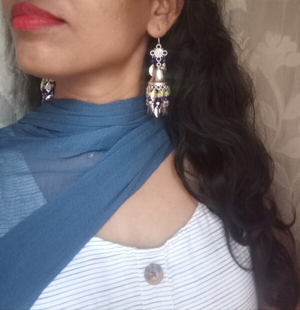 Amrita -Handmade silver statement Jhumka earrings - Image 4