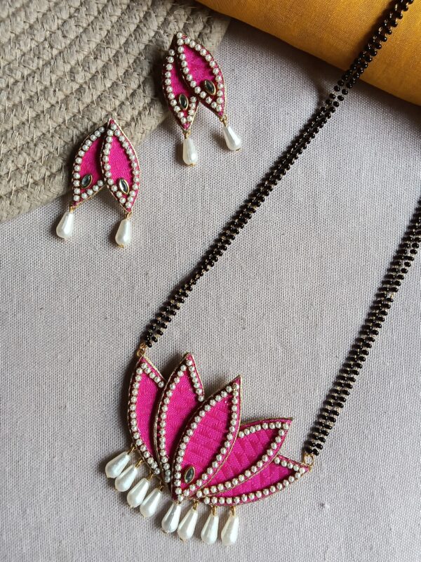 Padmaja- Lotus fabric long Mangalsutra - Image 3