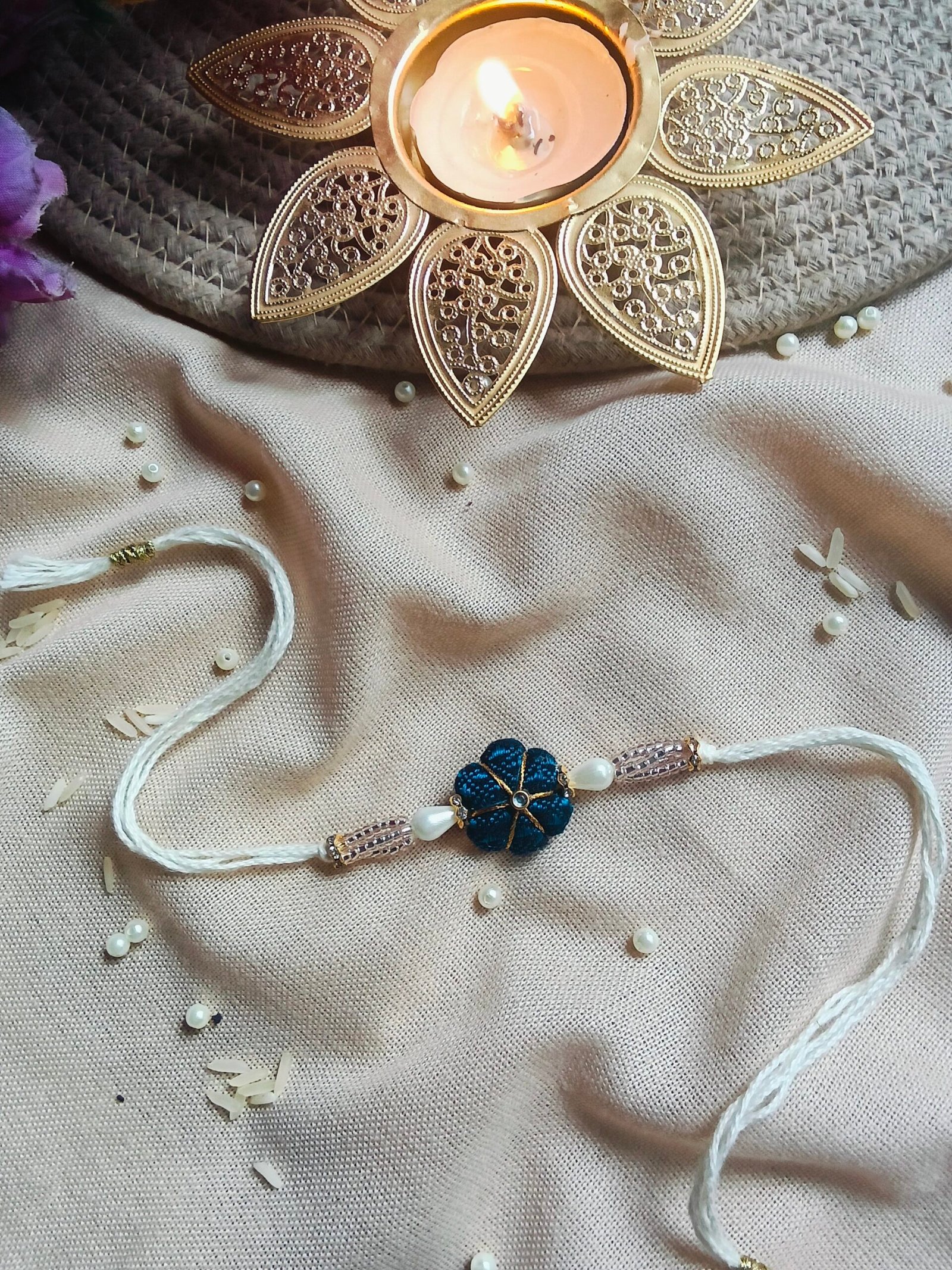 handmade khun fabric puff Rakhi